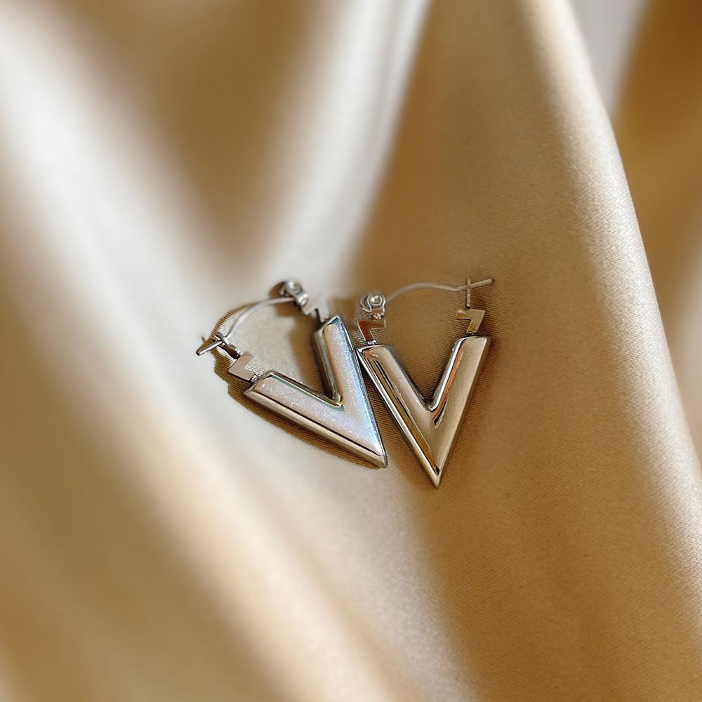 Stainless Steel Triangle V-Shape Geometric Hoop Earrings For Women Fashion Exaggerated Earrings Jewelry Accessory