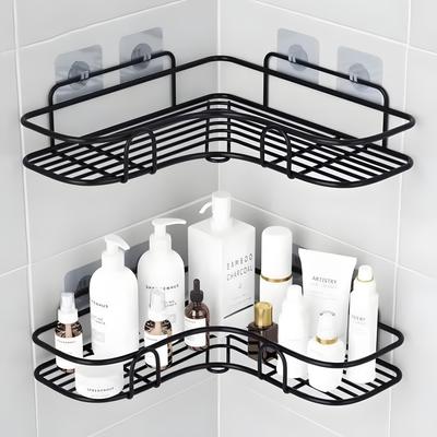 1/2 STK Badezimmer-Metallregal, Eckregal aus Metall ohne Bohren, Duschablage, Regalhalterung, Badezimmerzubehör-Organizer, Shampoo-Regal