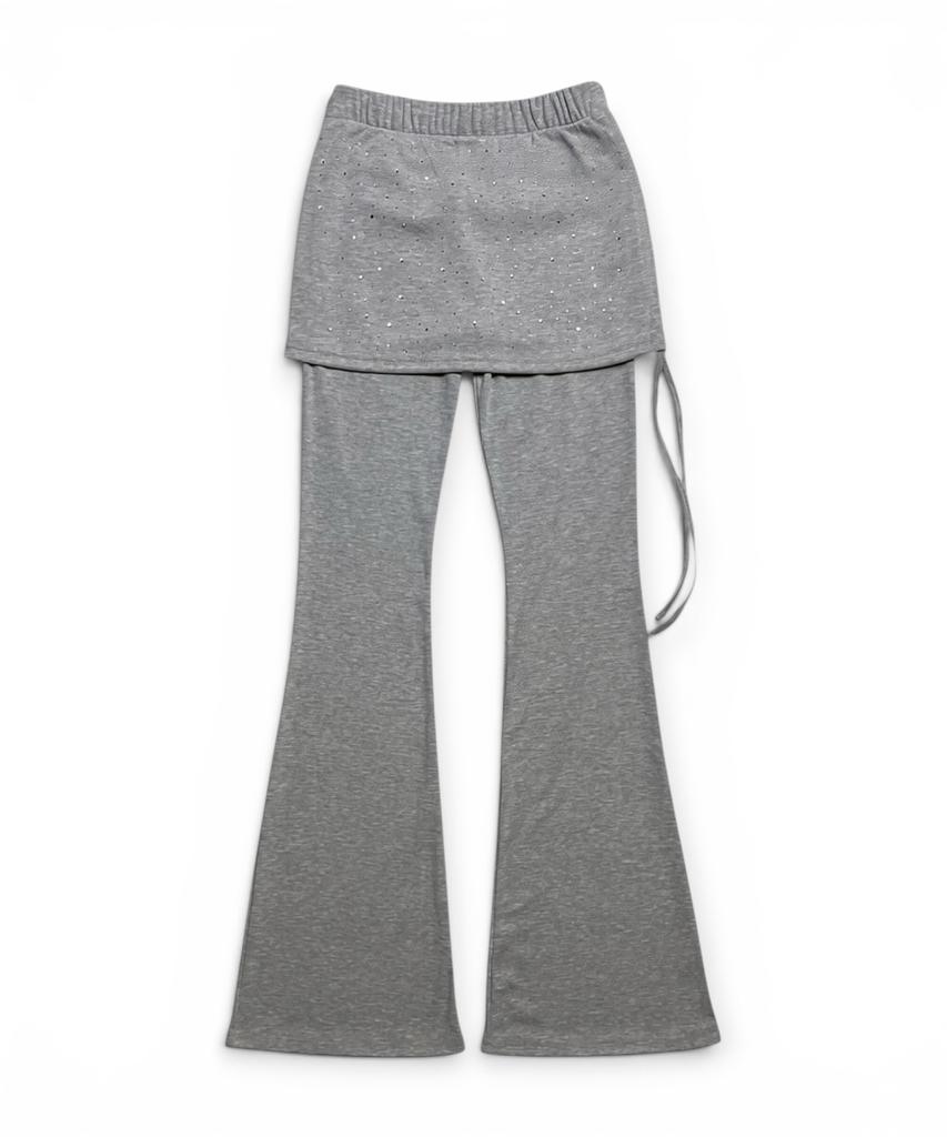 Bonseullipi Crystal Dust Layered Flare Skort Pants (Moon Ash)