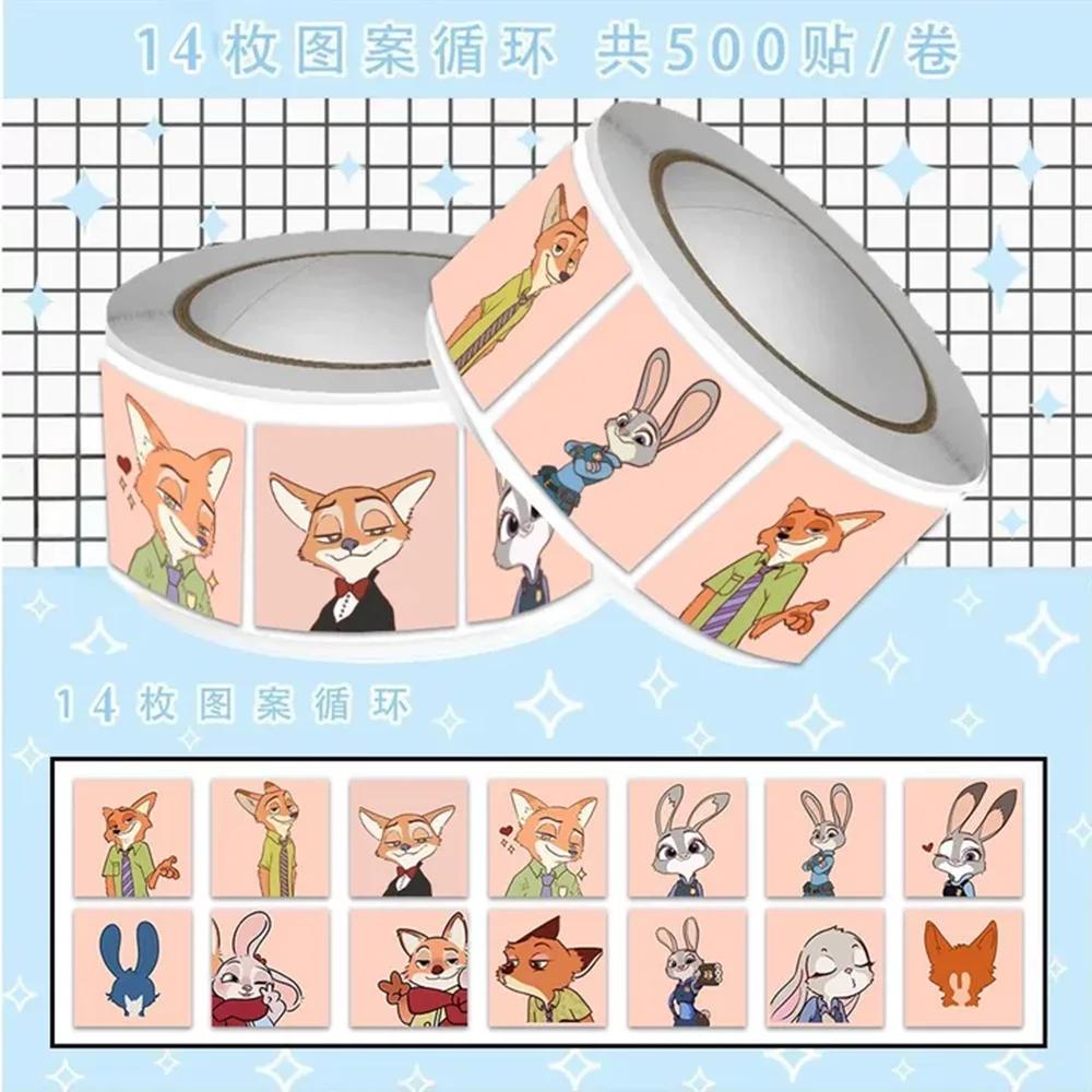 500 Stück/Rolle Zootopia 2 Aufkleber zum Selbstgestalten, PVC-Laptop-Aufkleber, Dekoration, Belohnung, Geschenk, Spielzeug