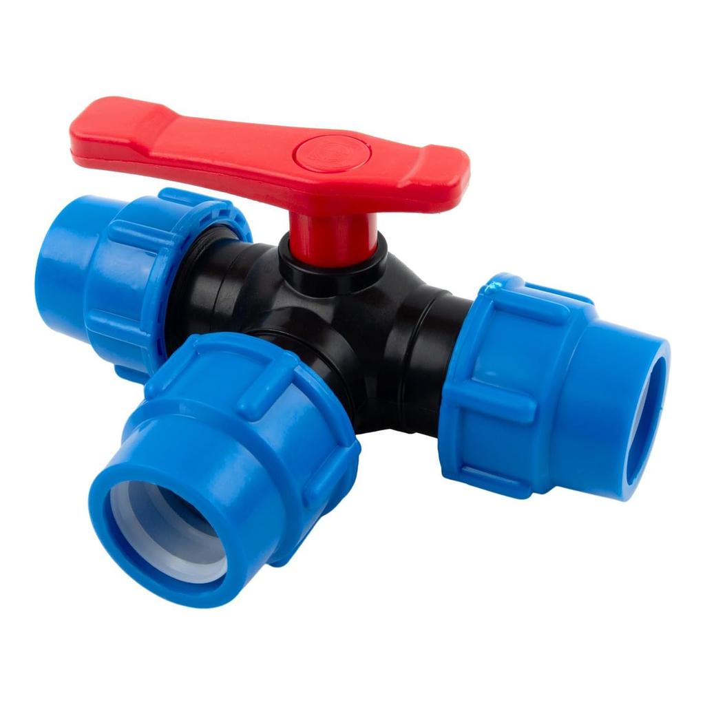 Multipurpose 32mm Plastic Pipe 3 Way Round Valves Convenient for Garden Hose Easy Installation and Water Control