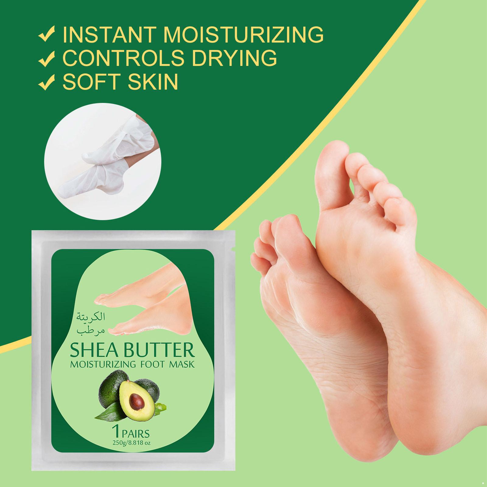 

Avocado Extract & Shea Butter Foot Masks – 5 Pairs Hydrating Socks for Dry Cracked Feet, Intense Moisturizing Care One Size зелёный