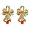 14K Gold Plated Colorful Gemstone Zircon Christmas Bell Stud Earrings 2023
