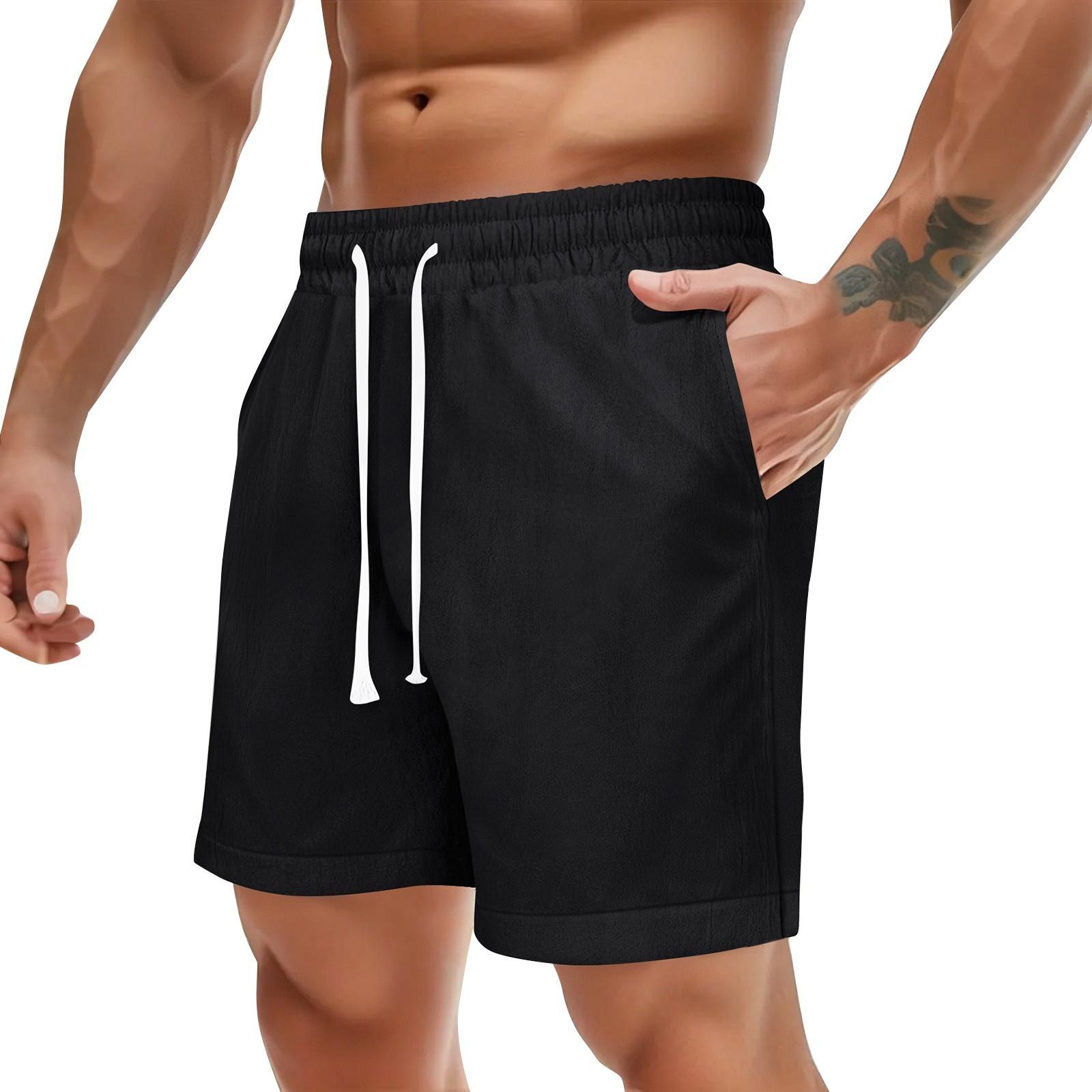 

Мужские летние однотонные повседневные спортивные быстросохнущие дышащие шорты L чёрный