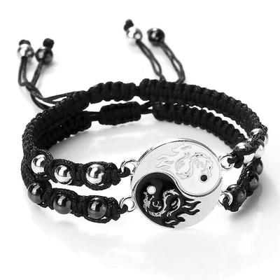 Yin Yang Drachen geflochtenes Armband Set Verstellbare Partnerarmbänder für Männer Frauen Modeschmuck