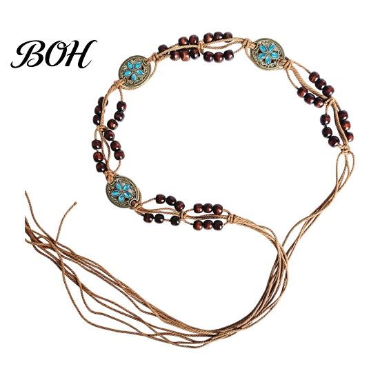Layered Belly Chain Bohemian Rope Waist Belt for Women, Vintage Rhinestone Braided Cord Gift Women And Girls Chain, Adjustable Dresses Outfits