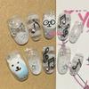 Kawaii Handmade Square Press On Nails Art Party Stickers Cute Flower Panda Bear Animal Custom Acrylic Fake Nails