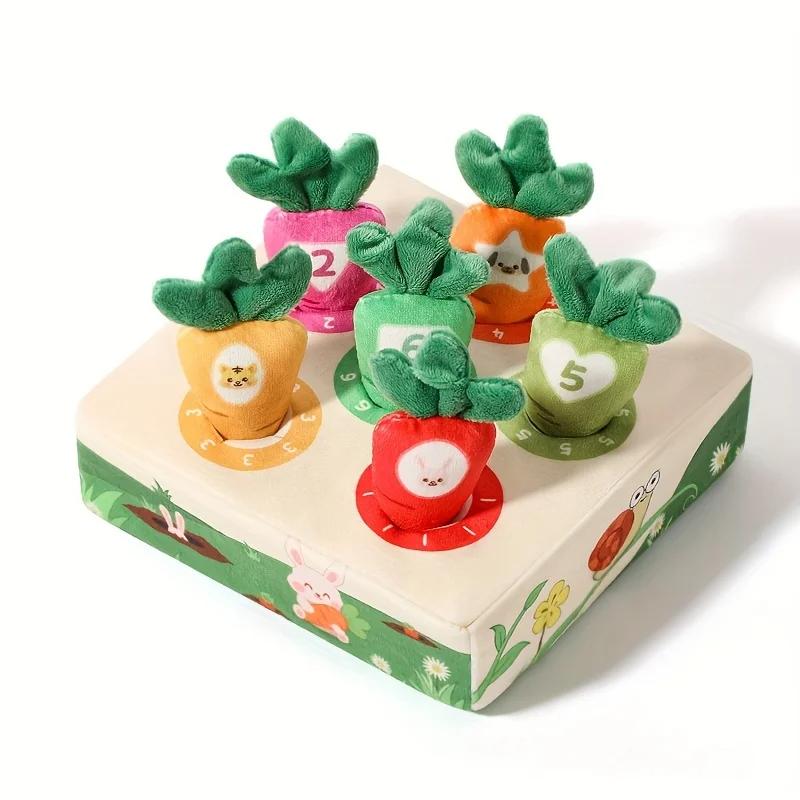 Baby Teether Toys, Chewable Plush Carrot With Rattle Sound, Sensory Learning Toy For Newborns, Montessori Pulling Activity