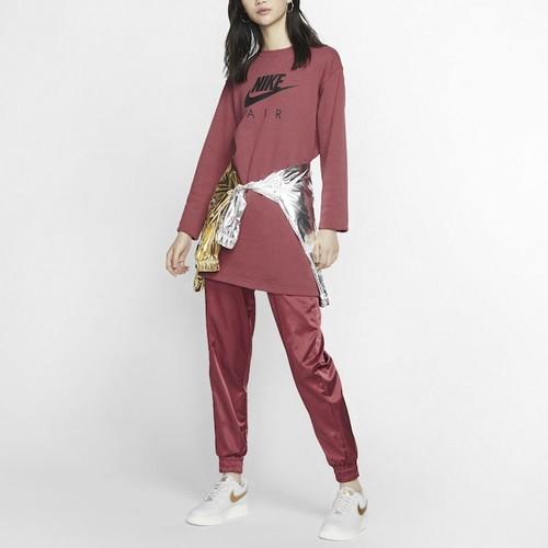 Nike Women's Casual Fleece-Lined Thick Mid-Length Hoodie in Red