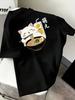 Casual Fashion T-Shirt for Men Featuring Japanese Cats And Lamian Noodles Print