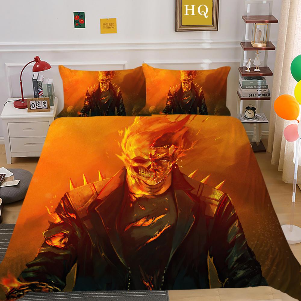Skull Printing Bedding Cover Bedspreads Teens Double Size Bed Set Cover Microfiber Highend Home Bedclothes