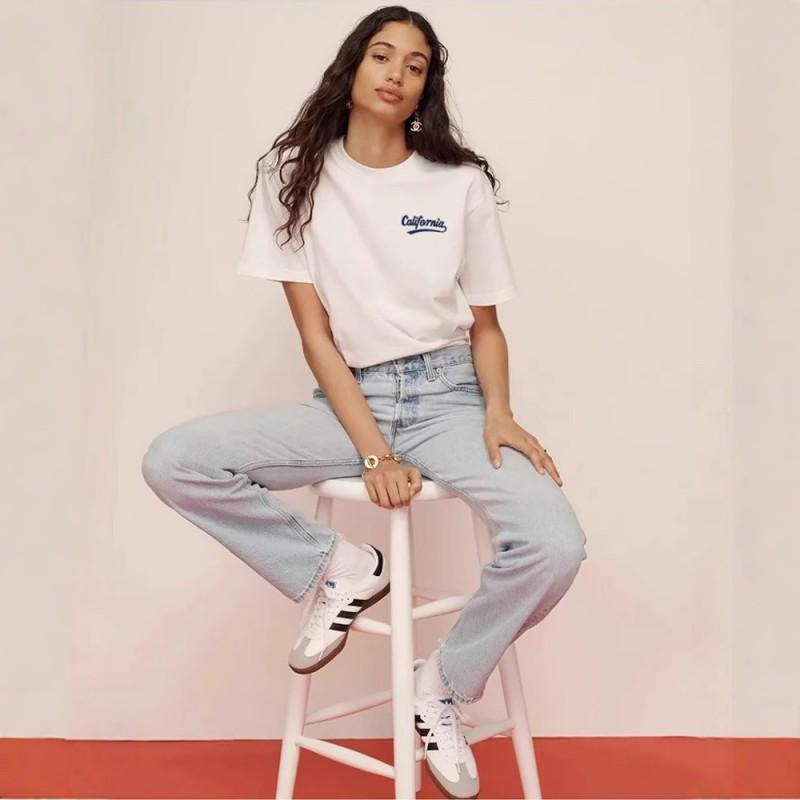 Womens Oversized Cotton T-Shirt With Double-Sided Print Loose Fit Short Sleeve Plus Size Tee 2025