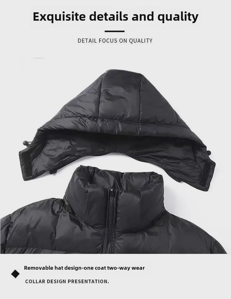 Unisex-Daunenjacke mit Kapuze in Schwarz und Gold – dicke, warme Winteroberbekleidung für Paare