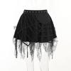Women's Gothic Punk Solid Color Lace Patchworkl  Skirt Half Skirt