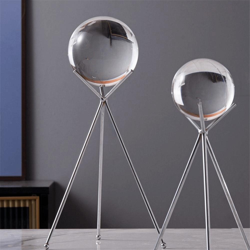 Simple Triangle Crystal Ball Base Gold/Silver Sphere Display Stand  Desktop Ornaments