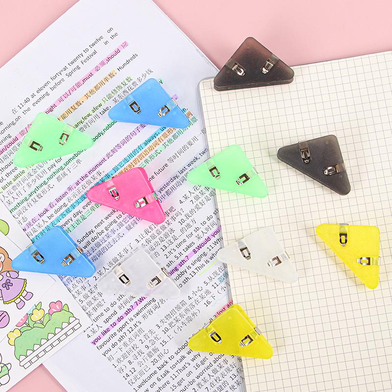 Japanese-Style Frosted Corner Clip for Student Test Papers – Anti-Curl, Transparent Triangular Design