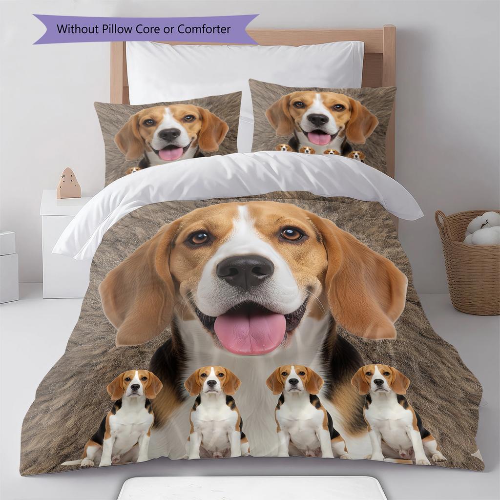 Beagle Border Collie Pattern Bedding Quilt Set Quilt Cover Pillowcase Home Decoration Gift (1 * duvet cover + 2 * pillowcase, without core)