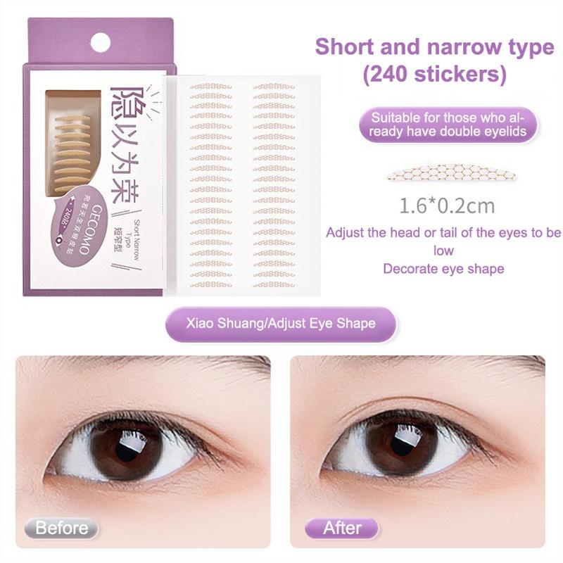 240Pcs Self Adhesive Double Eyelid Stickers Waterproof Invisible Fiber Mesh Lace Eyelid Lift Band Lasting Eyelid Tape Makeup