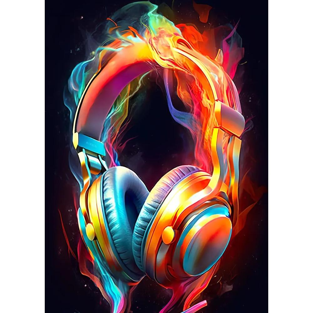 Hot Live Music Neon Headphones DJ Posters Colorful Boombox Microphone Party Prints Canvas Painting Wall Picture Home Room Decor