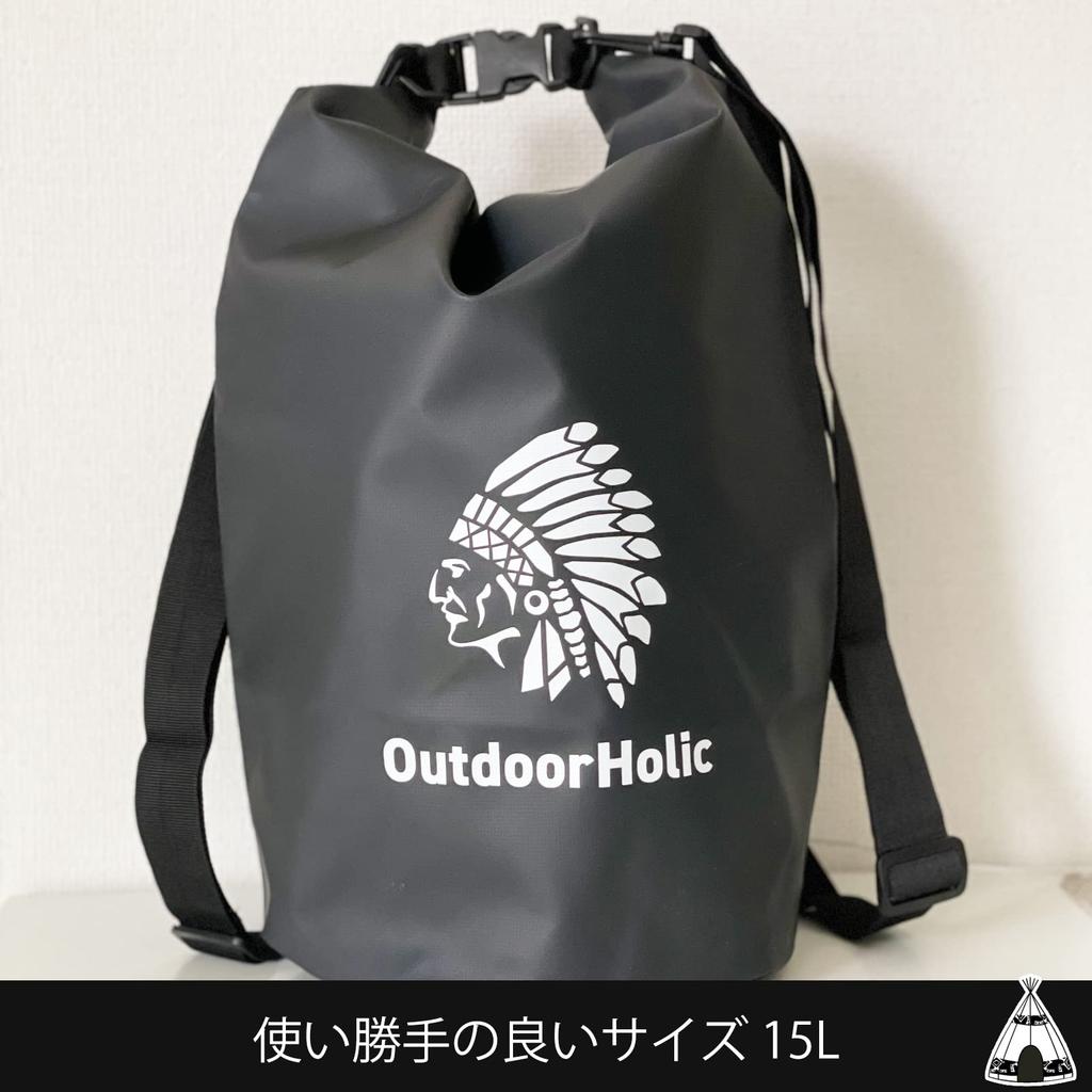 OutdoorHolic Dry Waterproof Laundry 15L Fully Size M Bag, Bag, Bag, Backpack, Waterproof, Black,