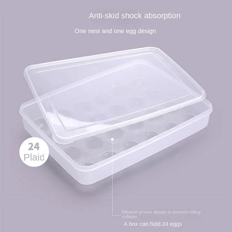 

Egg Tray Holder Box with Lid Refrigerator Organizer Food Fresh-Keeping Case Drawer Kitchen Accessories 24 Plastic чистый