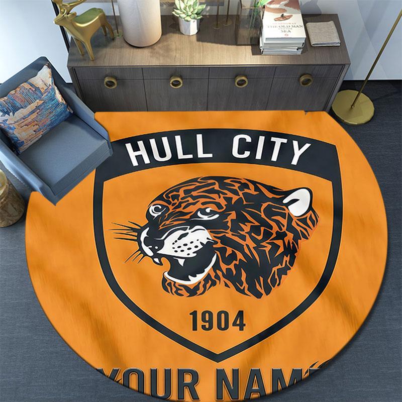 Custom Name,Hull City A.F.C pattern round rug,Carpet Rug for Living Room Bedroom Playroom ,Non-slip Floor Mat,Holiday Gifts and Birthday Gifts.