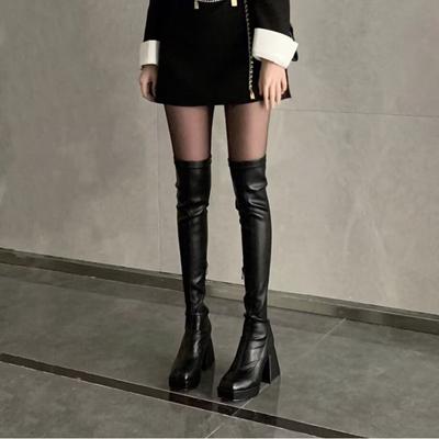 Fashion Elastic Boots Over the Knee, Long Boots for Women, Waterproof Platform, Thick Soled, High-heeled Boots, High Boots for Women