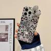 Korean Style Leopard Print Phone Case With 3D Bow IPhone 15 Pro Max Shockproof Glossy PC Cover In Or Pink