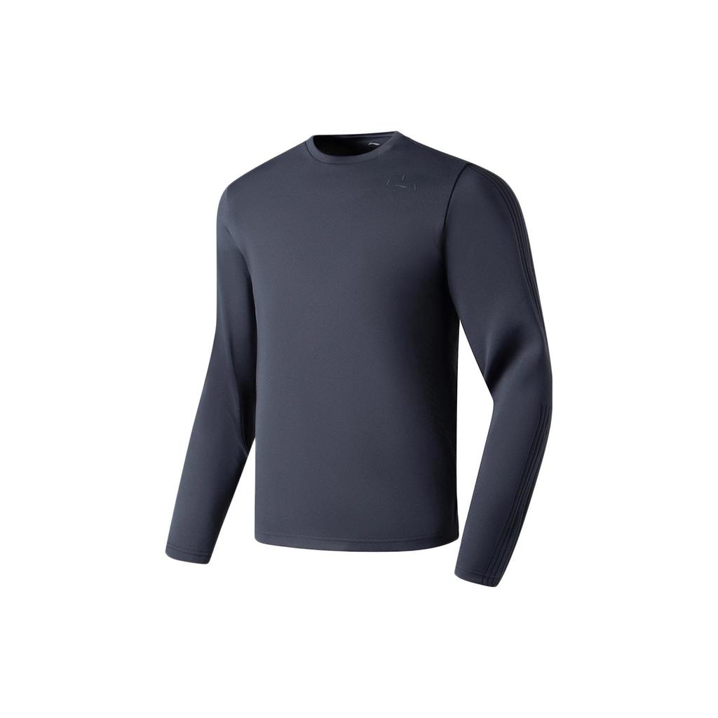 Li Ning Fitness Series Solid Color Logo Print Long Sleeve Sweatshirt Men Tops Cool-Black AWDS969-6