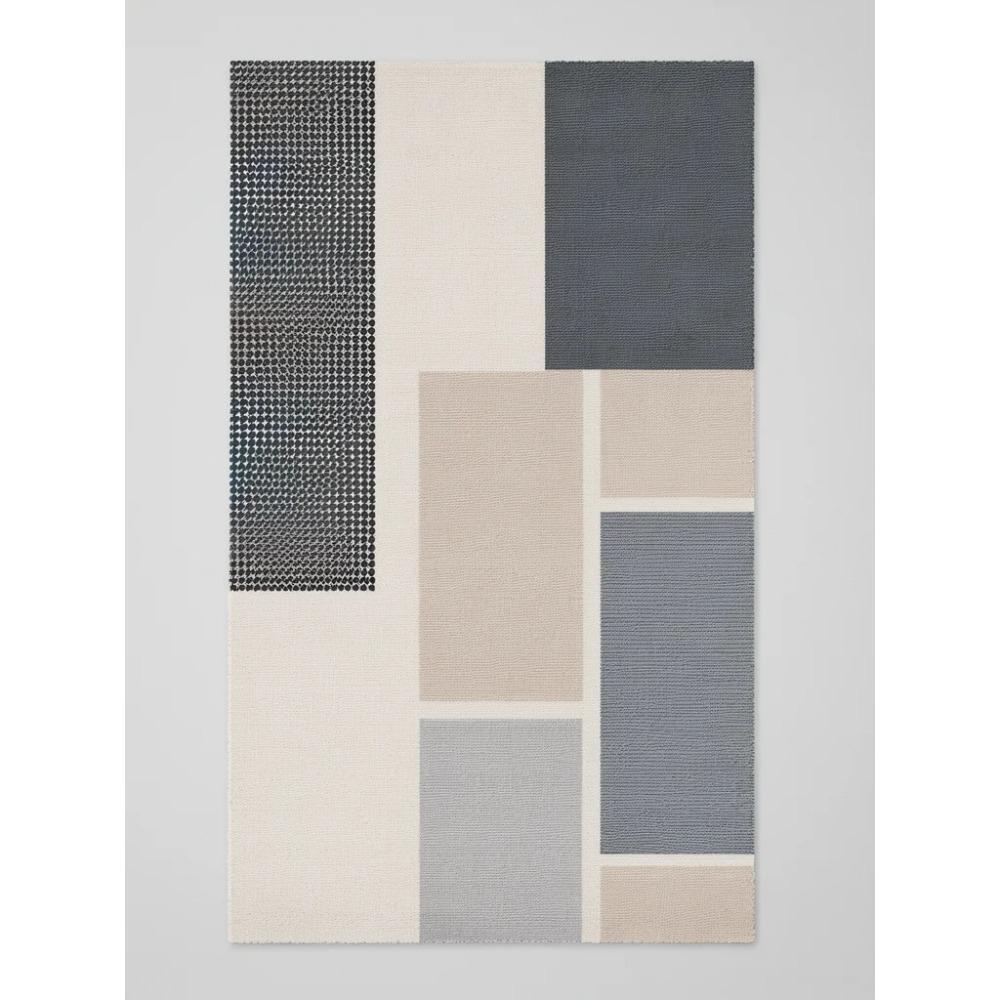 Geometric Minimalist Crystal Velvet Area Rug – Stain Resistant Non-Slip Carpet for Living Room Sofa, Washable Floor Mat