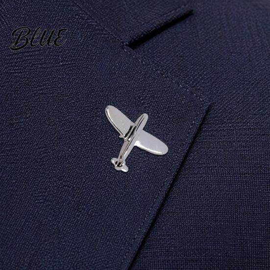 Collar Button Brooch Men Suit Brooch Airplane Design Lapel Pin