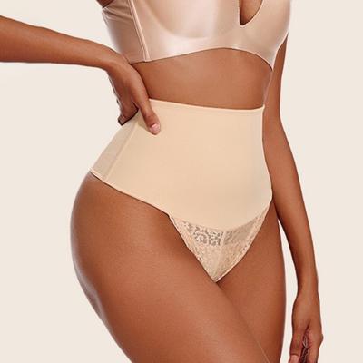 Bauchkontroll-String Shapewear für Damen Hochtaillierte Stretch Body Shaper Unterwäsche Sexy T-Rücken Spitzen-String Mieder Höschen