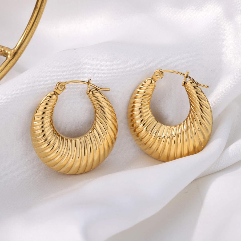 Simple Round Stainless Steel Earrings for Women Gold Color Piercing Hoop Earring Korean Vintage Jewelry Gift for Lover Mother