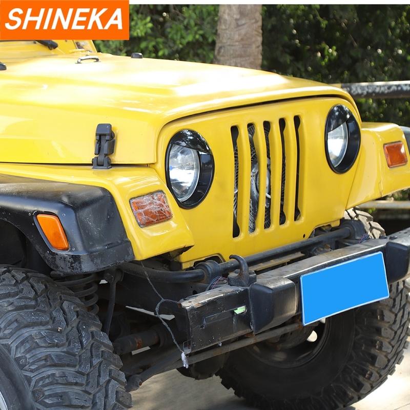 SHINEKA Car Front Headlight Lamp Decoration Cover for Jeep Wrangler TJ 1997 1998 1999 2000 2001 2002-2006 Exterior Accessories