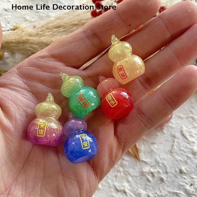 3pcs Creative Miniature Landscape Gourd Peace Joy And Wealth Resin Accessories DIY Pendant Lucky Car Ornament Jewelry Home Decor