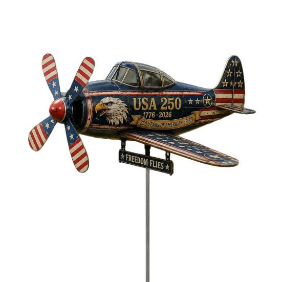 USA 250th Vintage Plane 1776–2026 Patriotic Wind Spinner Helicopter