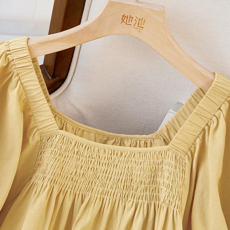 Shechi Women's Square Collar Loose Short Blouse