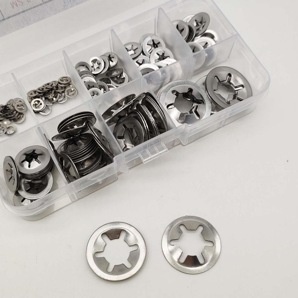 210pcs 304 Stainless Steel Retaining Rings & Belleville Washers Set (M2-M12) with Tweezers