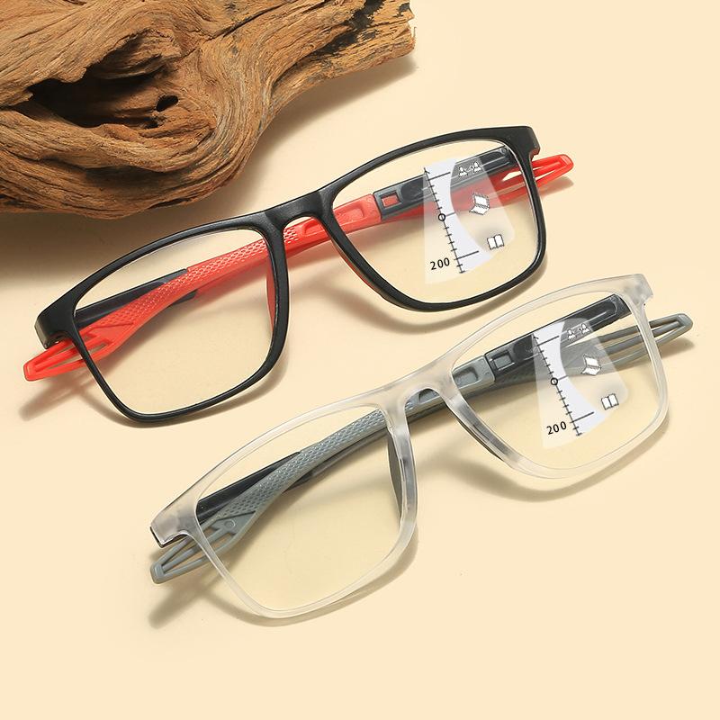TR Sports Multifocal Reading Glasses Men Women Fashion HD Far Sight Eyewear Unisex Ultralight Square Hyperopia Plus Eyeglasses