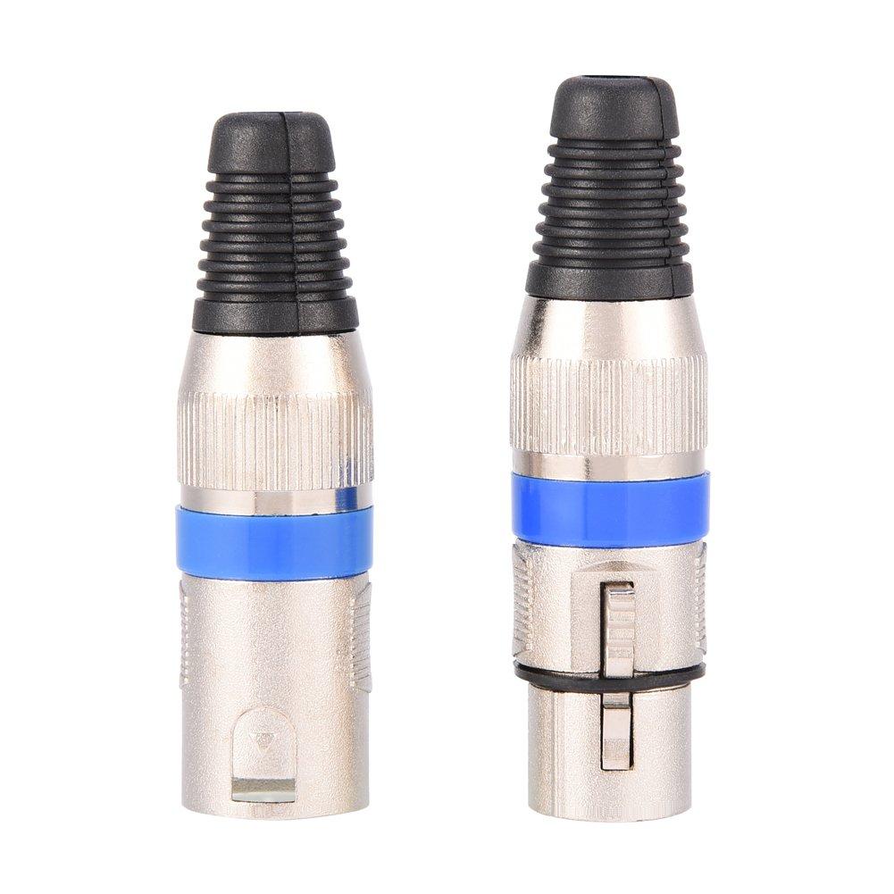 VBESTLIFE 5pcs 3-Pin XLR Microphone Audio Connectors, Male Plug + Female Socket, Zinc Alloy, High Conductivity, Ultra Durable, Low Noise, XLR 3-Pin