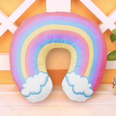 Roztomilý kreslený cestovní polštářek na krk ve stylu INS Panda Rainbow Cloud Fruit Nafukovací polštářek pro děti Dospělí Rodinní přátelé