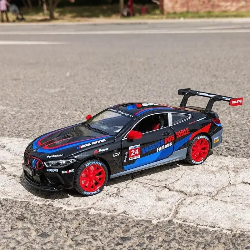 1:24 BMW M8 GTE TRACK Alloy Racing Car Model Diecasts Metal Toy Sports Vehicles Car Model Collection Sound Light Gifts