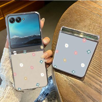 Flower Love Hearts Stars Pattern 2cps Foldable Case for Motorola Razr 50 40 Ultra Shockproof Transparent Hard Pc Slim Case Cover
