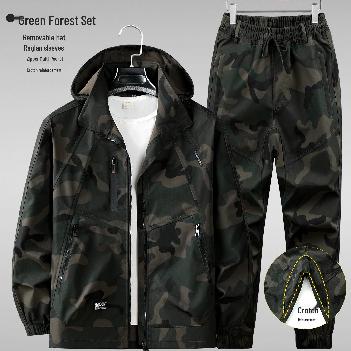 Men s Camouflage Hooded Workwear Set: Protective Mountaineering & Tactical Shell Jacket for Spring/Autumn 175 (120-140 lbs)