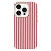 Mint Pink Stripe Leather Texture Soft Case for iPhone 17 17E 16 15 14 13 12 11 Pro Max Minimalist Shockproof Cover