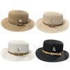 Flat Cap Straw Hat For Women Straw Flat Hat Straw Panama Hat Summer Hat Wide Summer Sunhat Pork Pie Hat Sunscreen Hat