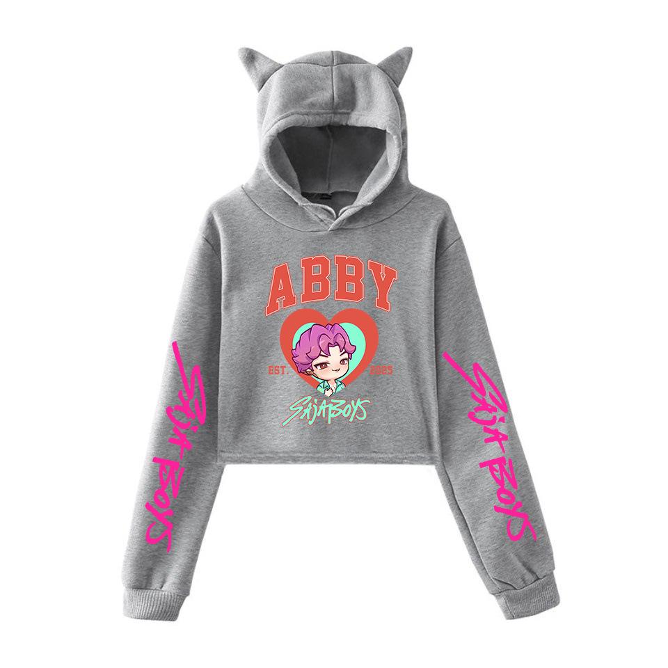 Fashion Kpop Demon Hunters Saja Boy Crop Tops Women Sweatshirt Long Sleeve Girls Fashion Hoodie