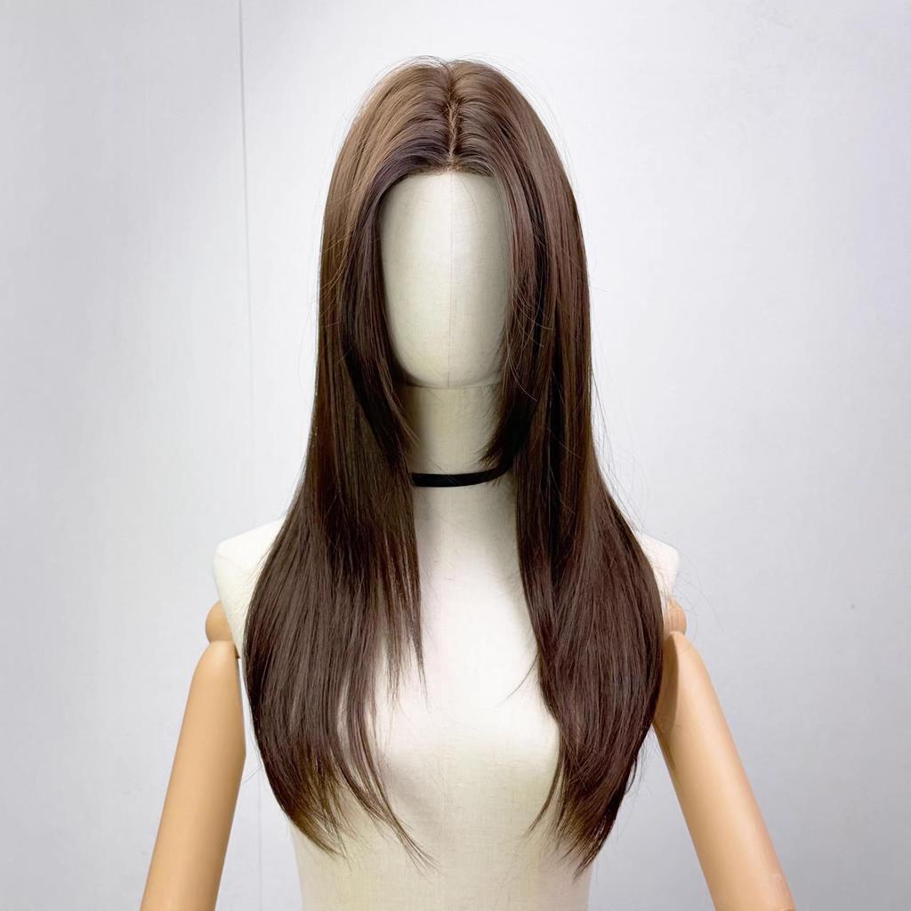 QianSi JiaRen Women's Wig with Imitation Hand-Tied Large Scalp, Lace, Windproof Buckle for Thickening and Full Head Coverage; No Wig Cap Needed.