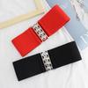 Stretchable Wide Elastic Belt Cinch Dress Cummerbands Metal Buckle Waistband  For Ladies Women