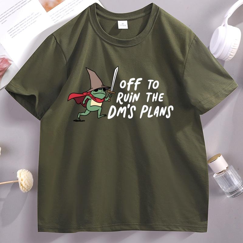 Funny DnD T Shirt Unisex Women Off To Ruin The DM's Plans T-shirts Funny Frog Meme Wizard Knight Cat T-Shirt Unisex Women Streetwear